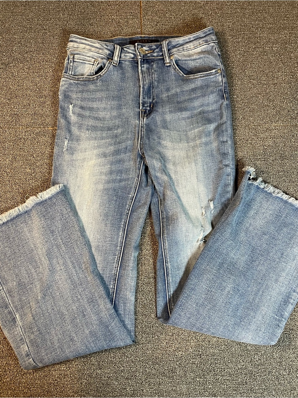 Risen Los Angeles High-Rise Raw Hem Distressed Jeans (Size 7 / 28)